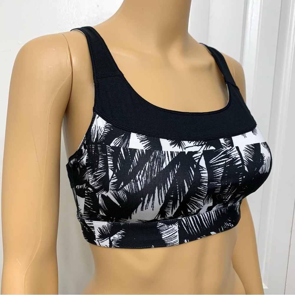 Fabletics High Support Black and White Palms Sports Bra Women’s top size S - Picture 2 of 10